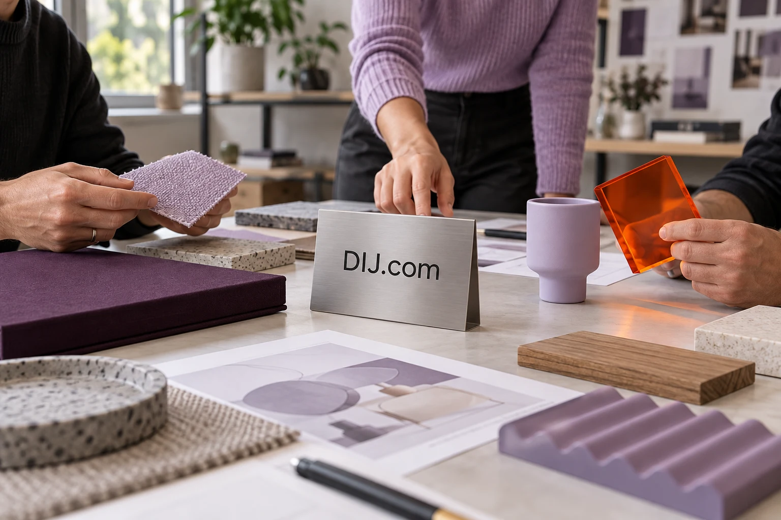 DIJ.com identity in a contemporary workspace